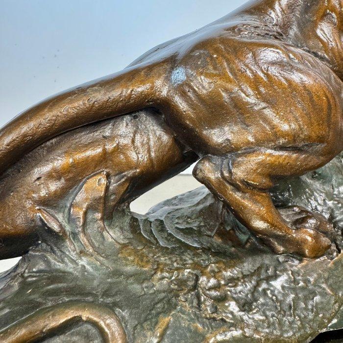 Armand Fagotto - Beeld, Brullende Panter op Rots - 19 cm -, Antiquités & Art, Art | Objets design
