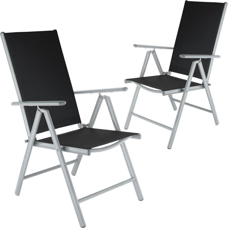 tectake Aluminium tuinstoelen inklapbaar - zilver, Set van 2, Tuin en Terras, Overige Tuin en Terras, Verzenden