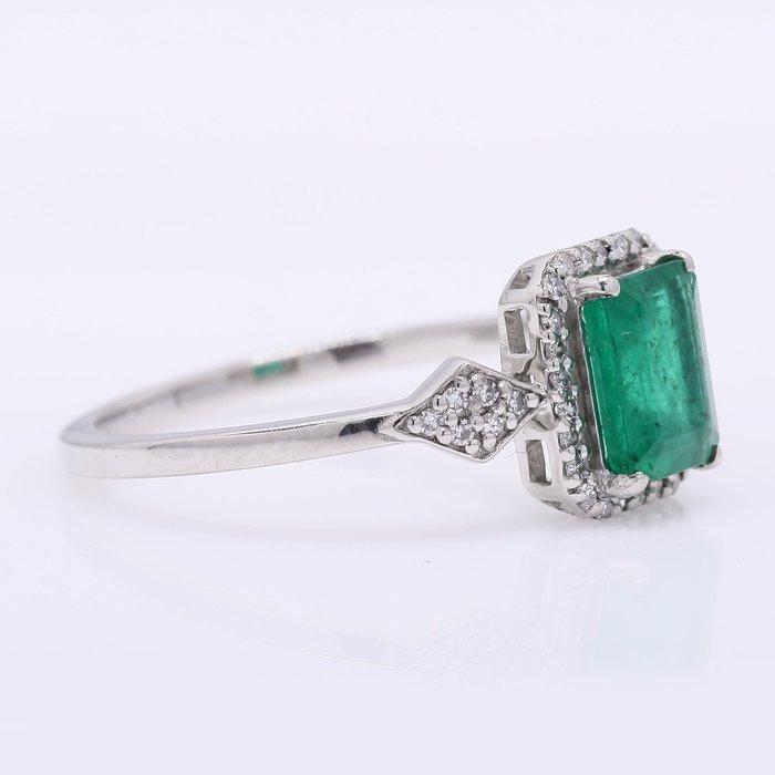 Zonder minimumprijs - Ring Platina - 0.98ct. tw. Smaragd -, Bijoux, Sacs & Beauté, Bagues