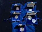 Italië. 6 Estuches 200/500 Liras ( 6 Coins Silver .835 ), Postzegels en Munten