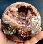 Agaat - Chalcedoon Geode Bol met kristallen - Hoogte: 96 mm, Nieuw