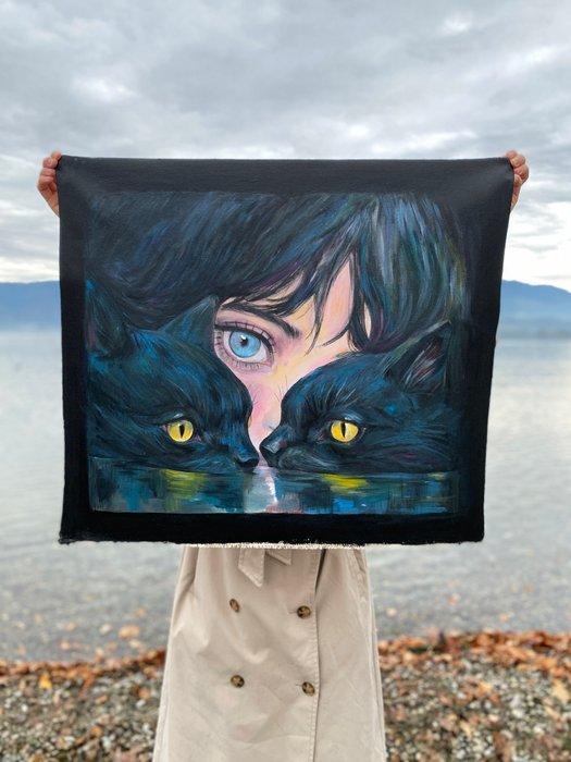 Roger Haus -  – Cat’s Lake, Antiek en Kunst, Kunst | Schilderijen | Modern