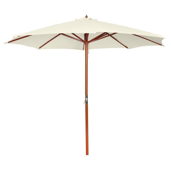 Parasol 300x258cm Zandwit | OP = OP | Topdeal!, Tuin en Terras, Parasols, 3 tot 4 meter, Nieuw, Stokparasol, Verzenden