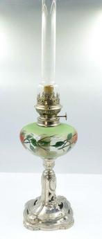 Lampe à pétrole - Plaqué(e) argent, verre émaillé - Napoleon