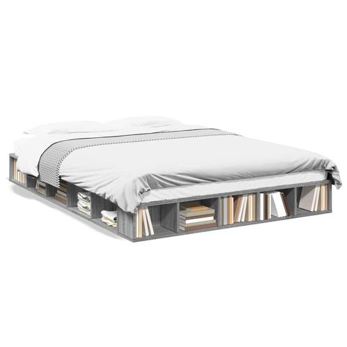 vidaXL Cadre de lit sonoma gris 160x200 cm bois, Maison & Meubles, Chambre à coucher | Lits, Neuf, Envoi
