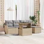 vidaXL Tuinbank Set met kussen met opslag 6 pcs Beige Poly, Verzenden, Nieuw