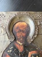 Icoon - Nikolaas de Wonderdoener - Metaal, Hout