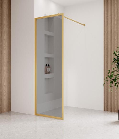 Douchewand Georgia 60 x 200 cm Goud – Inloopdouche 8 mm, Doe-het-zelf en Bouw, Sanitair, Nieuw, Verzenden
