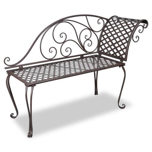 vidaXL Chaise longue 128 cm staal antiekbruin, Tuin en Terras, Tuinsets en Loungesets, Nieuw, Verzenden