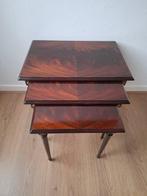 Set bijzettafels - Mahonie, Koper - Drie bijzettafeltjes