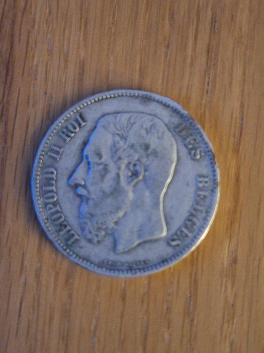 België. Leopold II. 5 Francs 1867 (Zonder minimumprijs), Timbres & Monnaies, Monnaies | Pays-Bas