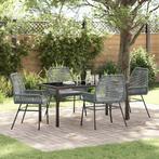 vidaXL Tuin Eettafel Set 5 pcs Grijs poly rattan, Tuin en Terras, Verzenden, Nieuw