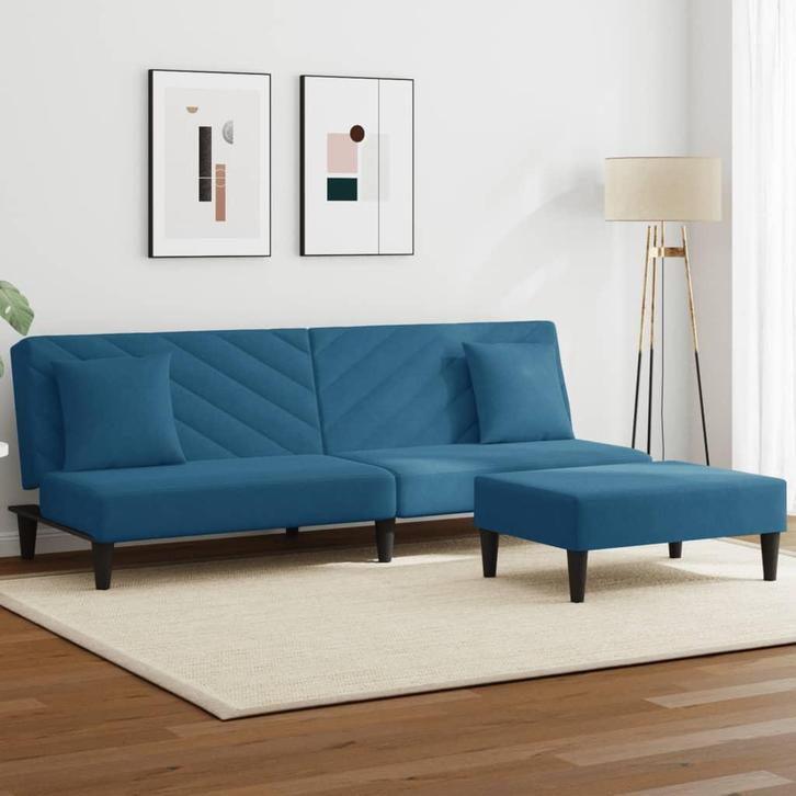 vidaXL 2-delige Loungeset met kussens fluweel blauw, Maison & Meubles, Canapés | Salons, Envoi