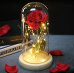 Kunst Roos in Glazen Stolp met Verlichting - Zijden Rozen, Huis en Inrichting, Woonaccessoires | Kunstplanten en Kunstbloemen