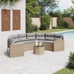 vidaXL Tuinbank met tafel en kussens halfrond poly rattan, Verzenden