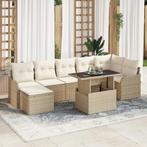 vidaXL 8-delige tuinset met kussens in beige poly rattan, Verzenden, Nieuw