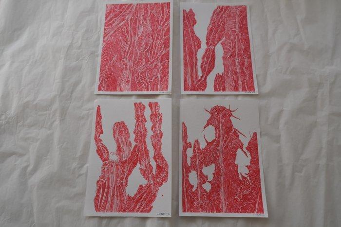 N. Magro - Collectables: “Four Red Cacti”, Antiek en Kunst, Kunst | Designobjecten