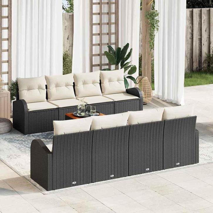 vidaXL Tuinbank Set 9 pcs Zwart en wit, Tuin en Terras, Tuinsets en Loungesets, Nieuw, Verzenden