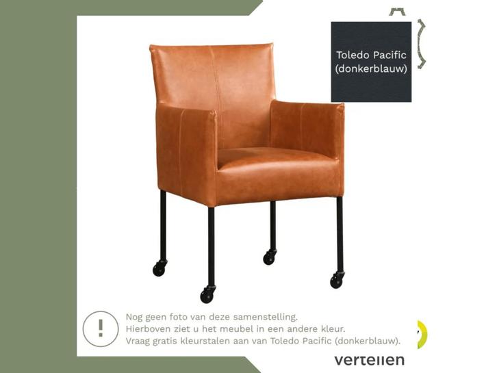 Leren eetkamerstoel Desire - Toledo Pacific (donkerblauw) -, Huis en Inrichting, Stoelen, Blauw, Eén, Nieuw, Leer, Ophalen of Verzenden