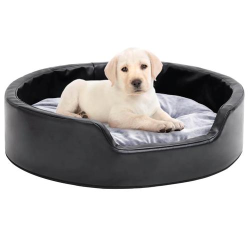 vidaXL Hondenmand 69x59x19 cm pluche en kunstleer zwart en, Dieren en Toebehoren, Honden-accessoires, Nieuw, Verzenden