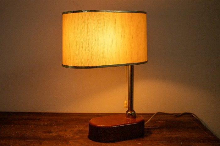 Tafellamp - ovale lampenkap - Hout, Textiel, Messing -, Maison & Meubles, Maison & Meubles | Autre