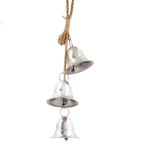 Kerstklok (kerstbel) - set van 3 aan een touw (oud zilver), Hobby en Vrije tijd, Knutselen, Nieuw