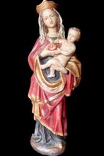 Figuursnijwerk, Geschnitzte antike Madonna mit Kind - 62 cm, Antiek en Kunst, Curiosa en Brocante