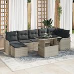 vidaXL 8-delige tuinzetel set met kussens lichtgrijs poly, Tuin en Terras, Tuinsets en Loungesets, Verzenden, Nieuw