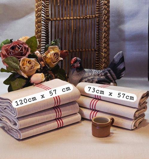 Torchons en lin bande rouge. - Serviette de table (6) - 120, Antiek en Kunst, Antiek | Meubels | Tafels