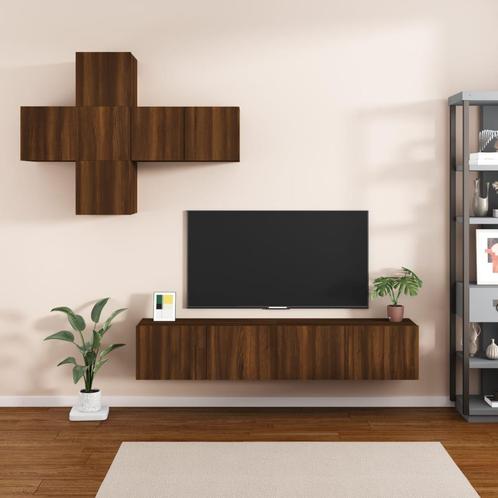vidaXL 7-delige Tv-meubelset bewerkt hout bruin eikenkleur, Huis en Inrichting, Kasten |Televisiemeubels, Nieuw, Verzenden