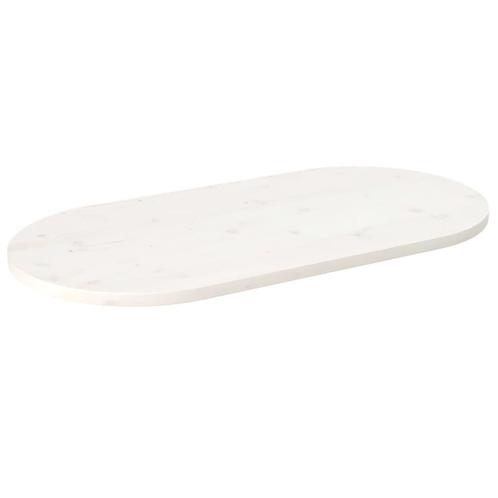 vidaXL Tafelblad ovaal 90x45x2,5 cm massief grenenhout wit, Huis en Inrichting, Tafelonderdelen, Nieuw, Verzenden