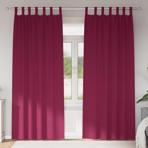 vidaXL Gordijnen met gordijnen 2 pcs Wijnrood 260 x 140 cm, Huis en Inrichting, Stoffering | Gordijnen en Lamellen, Nieuw, Verzenden