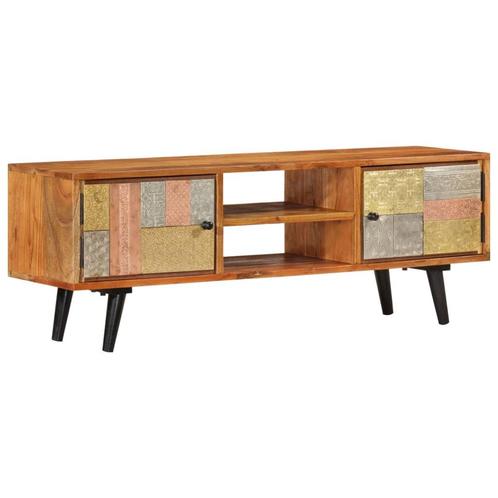 vidaXL Tv-meubel met deuren 112x30x40 cm massief acaciahout, Huis en Inrichting, Kasten |Televisiemeubels, Nieuw, Verzenden