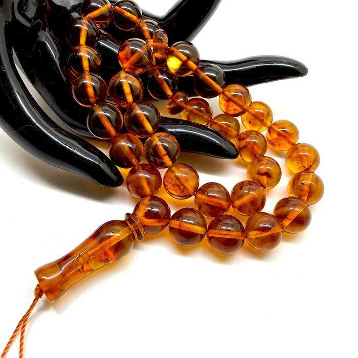 Baltisch amber tesbih gebedskralen rozenkrans, ronde bal van, Verzamelen, Mineralen en Fossielen