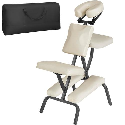 Massagestoel van imitatieleer - beige, Sports & Fitness, Produits de massage, Envoi