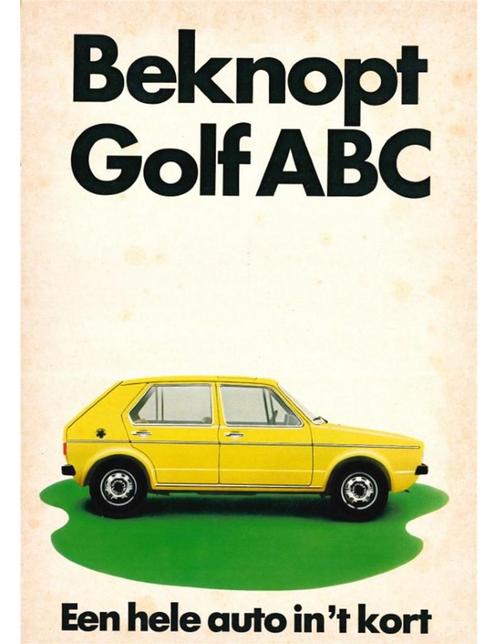 1974 VOLKSWAGEN GOLF BROCHURE NEDERLANDS, Boeken, Auto's | Folders en Tijdschriften, Ophalen of Verzenden