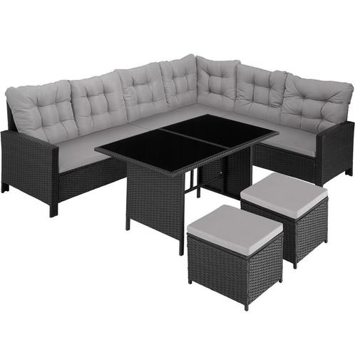 tectake Wicker zitgroep Barletta - zwart, Tuin en Terras, Tuinsets en Loungesets, Verzenden