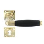 Deurklink ton model messing gepolijst/ebbenhout, Nieuw, Overige materialen, Klink of Kruk