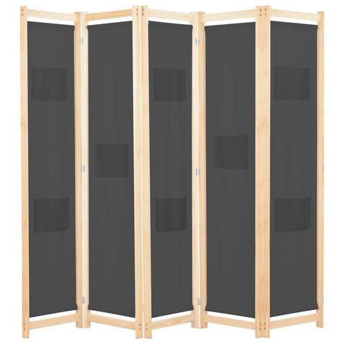 vidaXL Kamerscherm met 5 panelen 200x170x4 cm stof grijs, Huis en Inrichting, Woonaccessoires | Overige, Nieuw, Verzenden