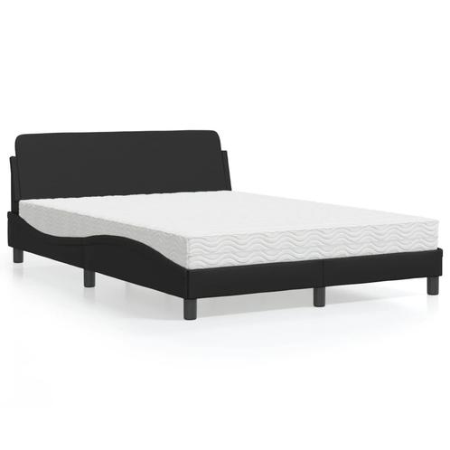 vidaXL Lit avec matelas noir 140x200 cm similicuir, Maison & Meubles, Chambre à coucher | Lits, Neuf, Envoi