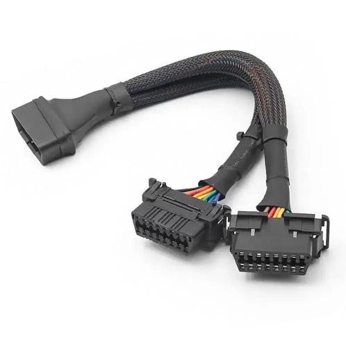 Universele 16 Pins OBD2 Nylon Verleng- Splitterkabel 2-Delig, Auto diversen, Autogereedschap, Verzenden
