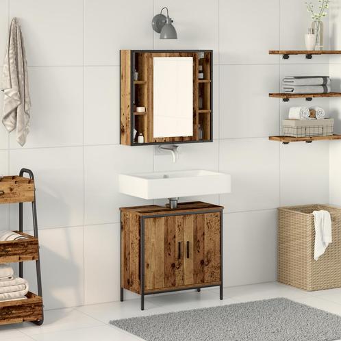 vidaXL 2-delige Badkamermeubelset Oud Hout Gefabriceerd Hout, Huis en Inrichting, Badkamer | Badkamermeubels, Nieuw, Verzenden