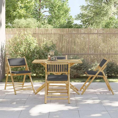 vidaXL Ensemble de bistro pliante 5 pcs et coussins gris, Jardin & Terrasse, Ensembles de jardin, Neuf, Envoi