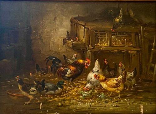 Claude Guilleminet (1821-c.1866) - The henhouse, Antiek en Kunst, Kunst | Schilderijen | Klassiek