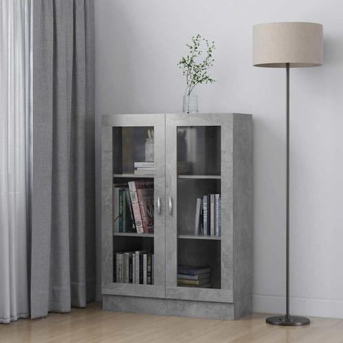 vidaXL Vitrinekast 82,5x30,5x115 cm bewerkt hout betongrijs, Huis en Inrichting, Kasten | Boekenkasten, Nieuw, Verzenden
