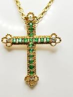 Hanger - 18 karaat Geel goud, diamanten en smaragden, Handtassen en Accessoires, Antieke sieraden