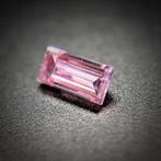 1 pcs Diamant - 0.08 ct - Baguette - fancy intens roze - VS2