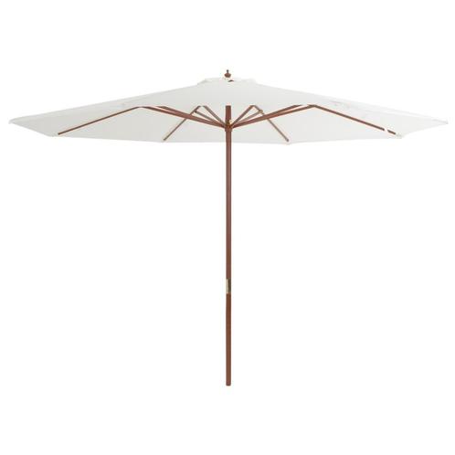 vidaXL Parasol met houten paal 350 cm zandwit, Tuin en Terras, Parasols, Nieuw, Verzenden