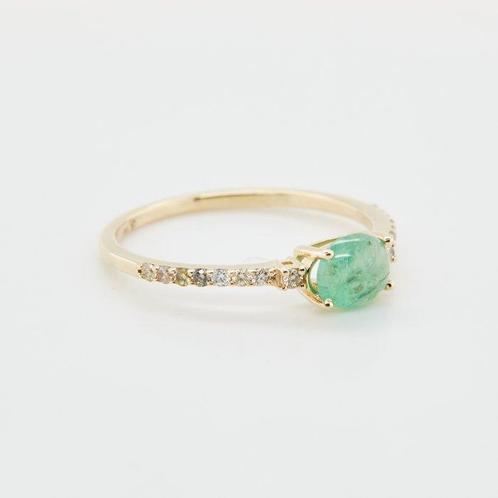 Zonder Minimumprijs - Ring 14 kt. - 0.64ct. tw. Smaragd, Handtassen en Accessoires, Ringen