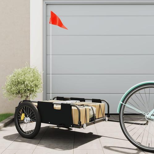 vidaXL Fietstrailer oxford stof en ijzer zwart, Fietsen en Brommers, Fietsaccessoires | Aanhangwagens en Karren, Nieuw, Verzenden